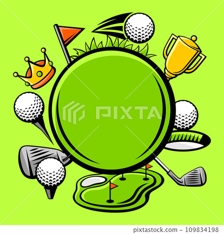 Background with golf items. Sport club illustration. 109834198