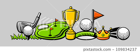 Background with golf items. Sport club illustration. 109834237