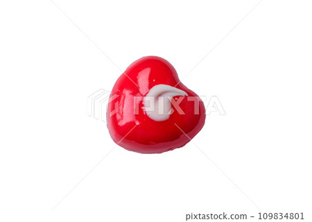 Beautiful tasty cake red color cheesecake in the shape of a heart 109834801