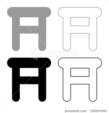 Stool tabouret with legs legged wooden set icon grey black color vector illustration image solid fill outline contour line thin flat style 109834940