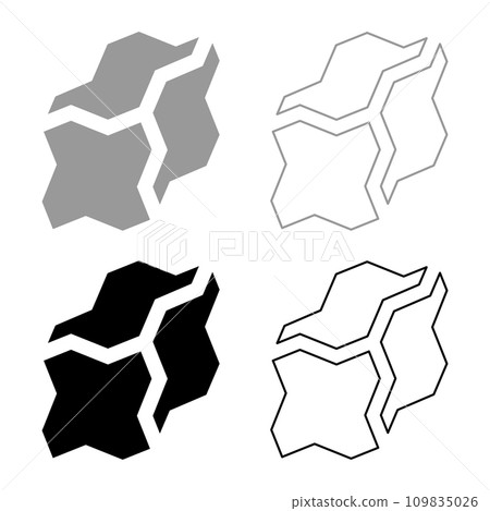 Coal charcoal set icon grey black color vector illustration image solid fill outline contour line thin flat style 109835026