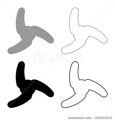 Screw of ship propeller fan turbine three-bladed set icon grey black color vector illustration image solid fill outline contour line thin flat style Screw of ship propeller fan turbine three-bladed set icon grey black color vector illustration image solid fill outline contour line thin flat style 109835032
