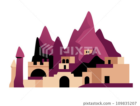 Architecture of Cappadocia - modern flat design style single isolated image 109835207