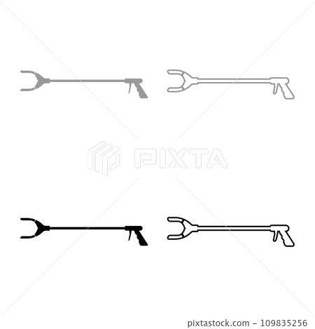 Long reach grabber litter picker gripper trash device pick up tool claw equipment arm hand set icon grey black color vector illustration image solid fill outline contour line thin flat style Long reach grabber litter picker gripper trash device pick up tool claw equipment arm hand set icon grey black color vector illustration image solid fill outline contour line thin flat style 109835256