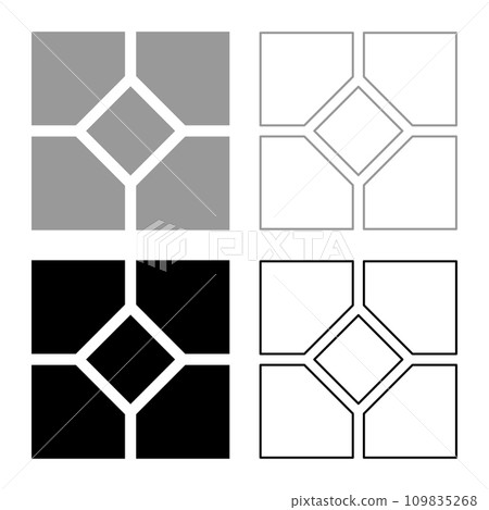 Ceramic tile paving slab set icon grey black color vector illustration image solid fill outline contour line thin flat style Ceramic tile paving slab set icon grey black color vector illustration image solid fill outline contour line thin flat style 109835268