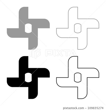 Knife for meat grinder mincer chopper accessory spare component part set icon grey black color vector illustration image solid fill outline contour line thin flat style Knife for meat grinder mincer chopper accessory spare component part set icon grey black color vector illustration image solid fill outline contour line thin flat style 109835274