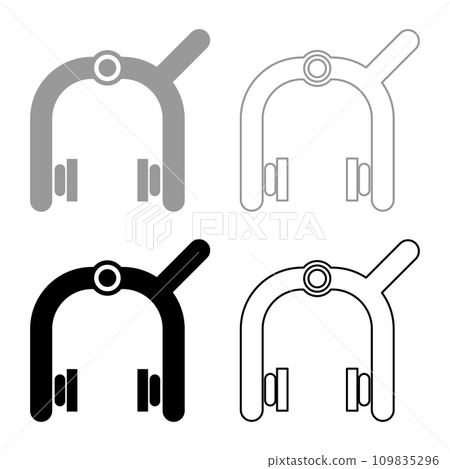 Bicycle brake pads crucial mechanic behind cyclist safety dual pivot device set icon grey black color vector illustration image solid fill outline contour line thin flat style 109835296