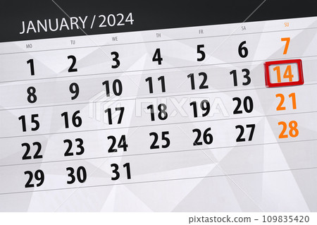 Calendar 2024, deadline, day, month, page, organizer, date, January, sunday, number 14 109835420