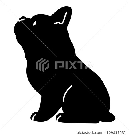 Silhouette of a sitting French bulldog with face Silhouette of a sitting French bulldog with face 109835681