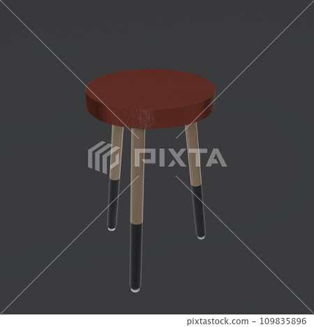 Wooden Stool isolated on white background 109835896