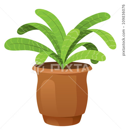 Houseplant with leaves in flower pot. Gardening concept. 3d vector icon. Cartoon minimal style 109836076