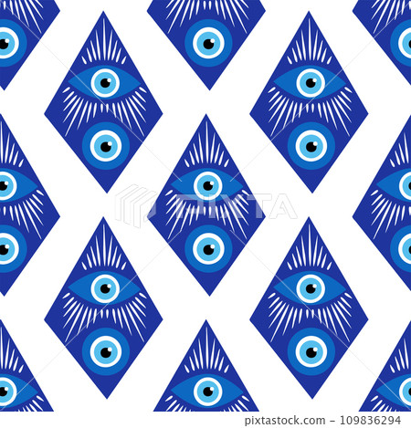 Evil eye magic seamless pattern. Symbol of protection, Turkish souvenir Evil eye magic seamless pattern. Symbol of protection, Turkish souvenir 109836294