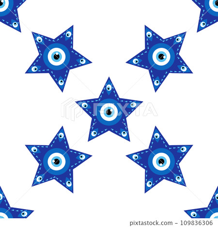 Evil eye magic seamless pattern. Symbol of protection, Turkish souvenir Evil eye magic seamless pattern. Symbol of protection, Turkish souvenir 109836306