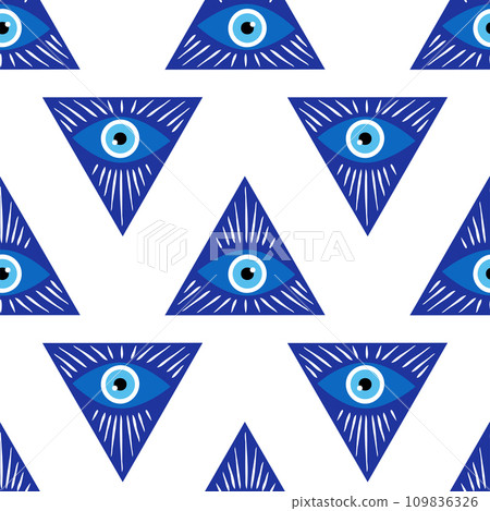 Evil eye magic seamless pattern. Symbol of protection, Turkish souvenir Evil eye magic seamless pattern. Symbol of protection, Turkish souvenir 109836326
