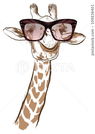Giraffe with sunglasses - vector illustration 109836401