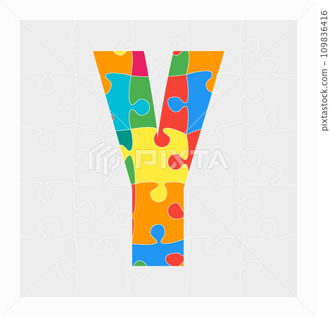Colorful puzzle letter - Y. Jigsaw creative font Colorful puzzle letter - Y. Jigsaw creative font 109836416