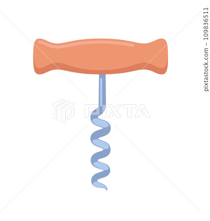 Corkscrew. Device for open wine bottle. Kitchenware equipment. Screw liquor opener. Sommelier accessory. Vector illustration. Corkscrew. Device for open wine bottle. Kitchenware equipment. Screw liquor opener. Sommelier accessory. Vector illustration. 109836511