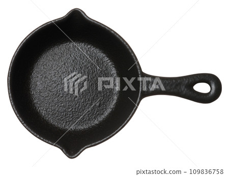 Empty black ceramic frying pan, top view Empty black ceramic frying pan, top view 109836758