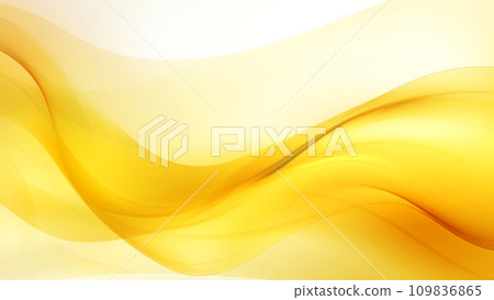 Abstract transparent yellow waves design with smooth curves and soft shadows on clean modern background. Generative AI 109836865