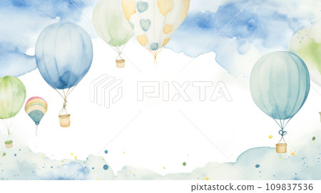 Watercolor baby shower template with adorable motifs 109837536