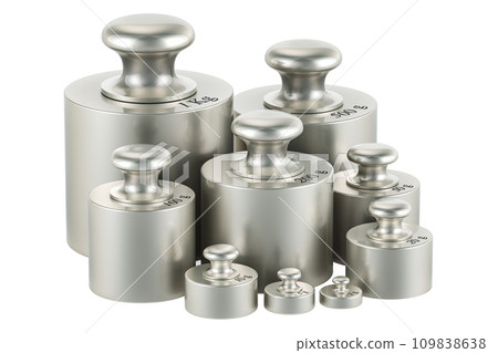 Calibration Weights, Scale Weight Set, 3D rendering Calibration Weights, Scale Weight Set, 3D rendering 109838638
