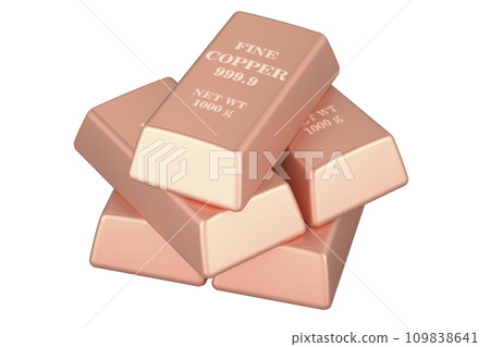 Copper Bars, copper ingots. 3D rendering 109838641