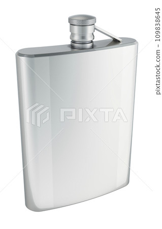 Silver Hip Flask, 3D rendering Silver Hip Flask, 3D rendering 109838645