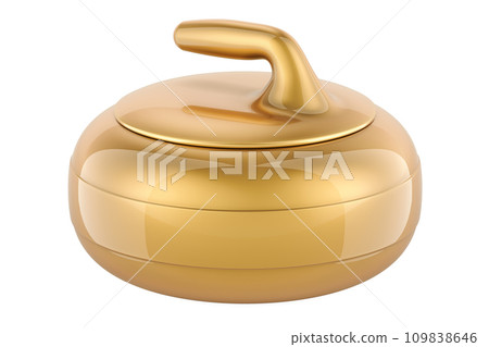 Golden Curling Stone, 3D rendering Golden Curling Stone, 3D rendering 109838646