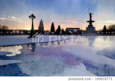 Winter Dusk Square-Generative AI 109838771