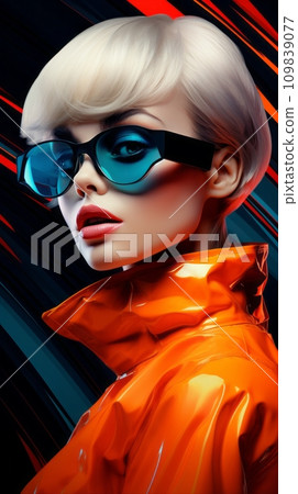 Young beautiful retro futuristic girl Young beautiful retro futuristic girl 109839077