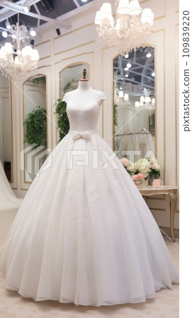 Various wedding dresses in the wedding salon Various wedding dresses in the wedding salon 109839220