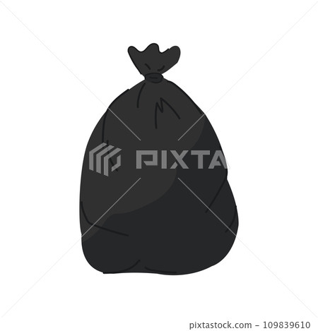 Simple doodle tied trash bag. Simple doodle tied trash bag. 109839610