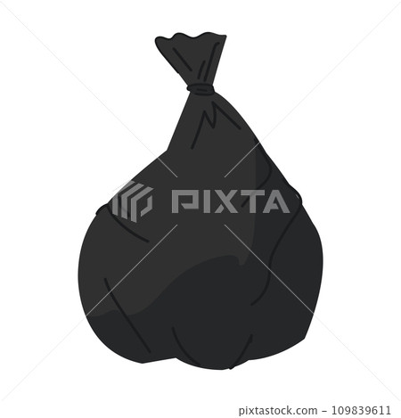 A hand drawn illustration of a cartoon style garbage bag. A hand drawn illustration of a cartoon style garbage bag. 109839611