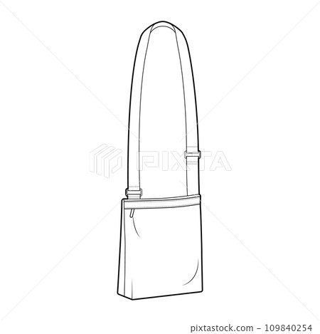 Outdoors Cross-Body Pouch Bag. Fashion accessory technical illustration. Vector satchel front 3-4 view for Men, women 109840254