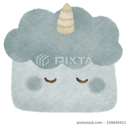 軟可愛的暗色藍色惡魔插畫素材節分日 109840422