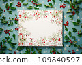 Christmas greeting card concept, top view of blank copy space board, generative AI. 109840597