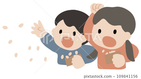 Vector illustration of children throwing beans Vector illustration of children throwing beans 109841156