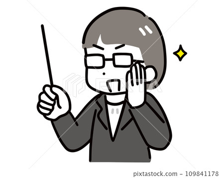A businesswoman with glasses explaining something using a stick 109841178