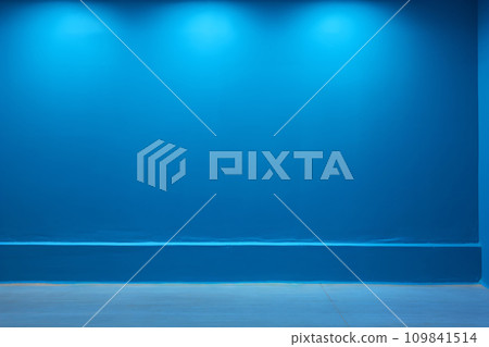 Blue Wall Backdrop, Soft Light & Shadow for Studio Portraits and Mockups 109841514