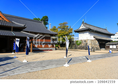 [Saga Prefecture] Saga Castle Honmaru Palace and Shachi Gate on a clear day 109841559
