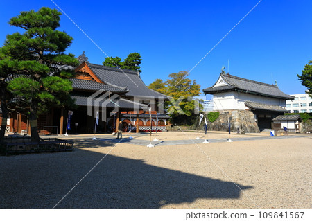 [Saga Prefecture] Saga Castle Honmaru Palace and Shachi Gate on a clear day 109841567