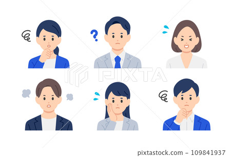 負面商務人士男女上半身套裝【人物矢量圖素材】 負面商務人士男女上半身套裝【人物矢量圖素材】 109841937