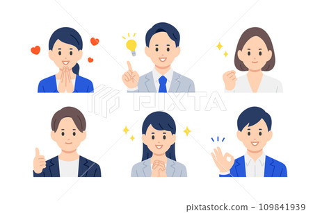 正向商務人士男女上半身套裝【人物矢量圖素材】 正向商務人士男女上半身套裝【人物矢量圖素材】 109841939