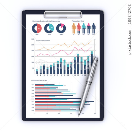 剪貼簿業務文件和原子筆 109842708