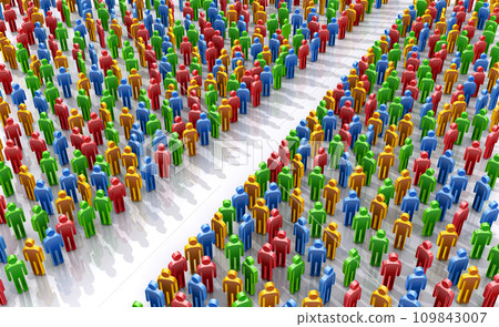 Division and division of people, group of humanoid icons 109843007