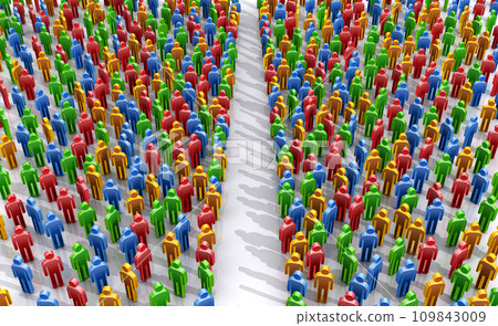 Division and division of people, group of humanoid icons 109843009