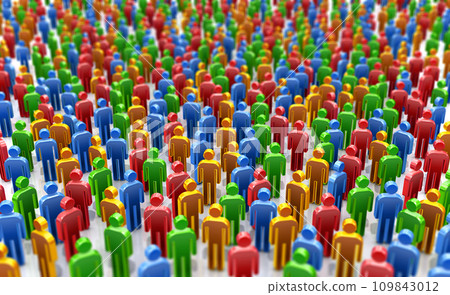 Group of humanoid icons, crowd, gathering, diversity of people 109843012