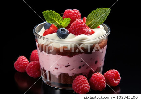 mousse cake in a glass on a white background. .generative AI 109843106
