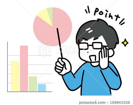 A young man in casual clothes and glasses analyzing data (upper body) 109843208