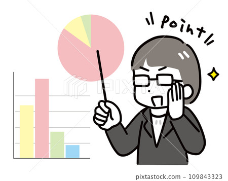 Businesswoman with glasses analyzing data 109843323